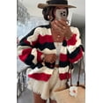 thumbnail image 6 of SHEWIN Womens Sweaters Striped Color Block Chunky Cardigans Button Down Long Sleeve V Neck Loose Knit Fall Sweater Coats Fashion, 6 of 8