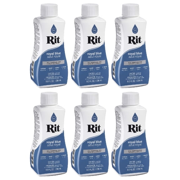 Rit All Purpose Liquid Fabric Dye Royal Blue 8 oz, 6 Pack