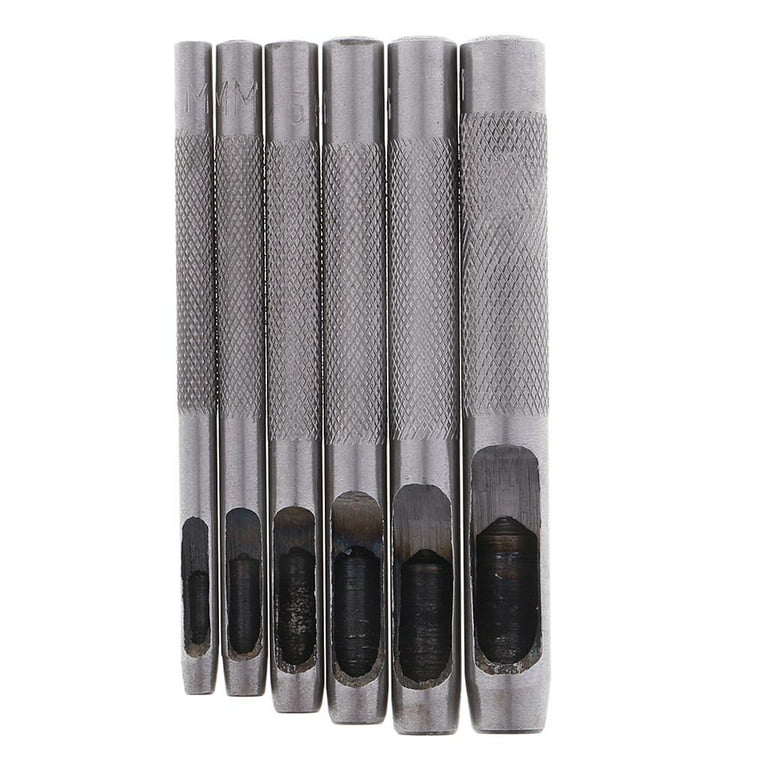 6pcs Hollow Punch Set Hole Cutting Leather Gaskets Tools 3/4/5/6/7/8/mm, Size: 6 Sizes, Silver
