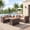 Beige, variant on TANGJEAMER 5 Piece Patio Furniture Set with Fire Pit Table, All Weather Outdoor Sectional PE Rattan, Patio Conversation Sets with Cushions  for Garden Lawn Balcony, Black