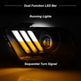 thumbnail image 7 of AKKON - For 2010-2014 Ford Mustang Tube LED Daytime Running Lamp Bar w/Sequential Turn Signals Projector Black Headlights Pair, 7 of 7