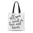 thumbnail image 1 of POGLIP Canvas Tote Bag Wedding All You Need Is Love and Tacos Signs Reusable Handbag Shoulder Grocery Shopping Bags, 1 of 1