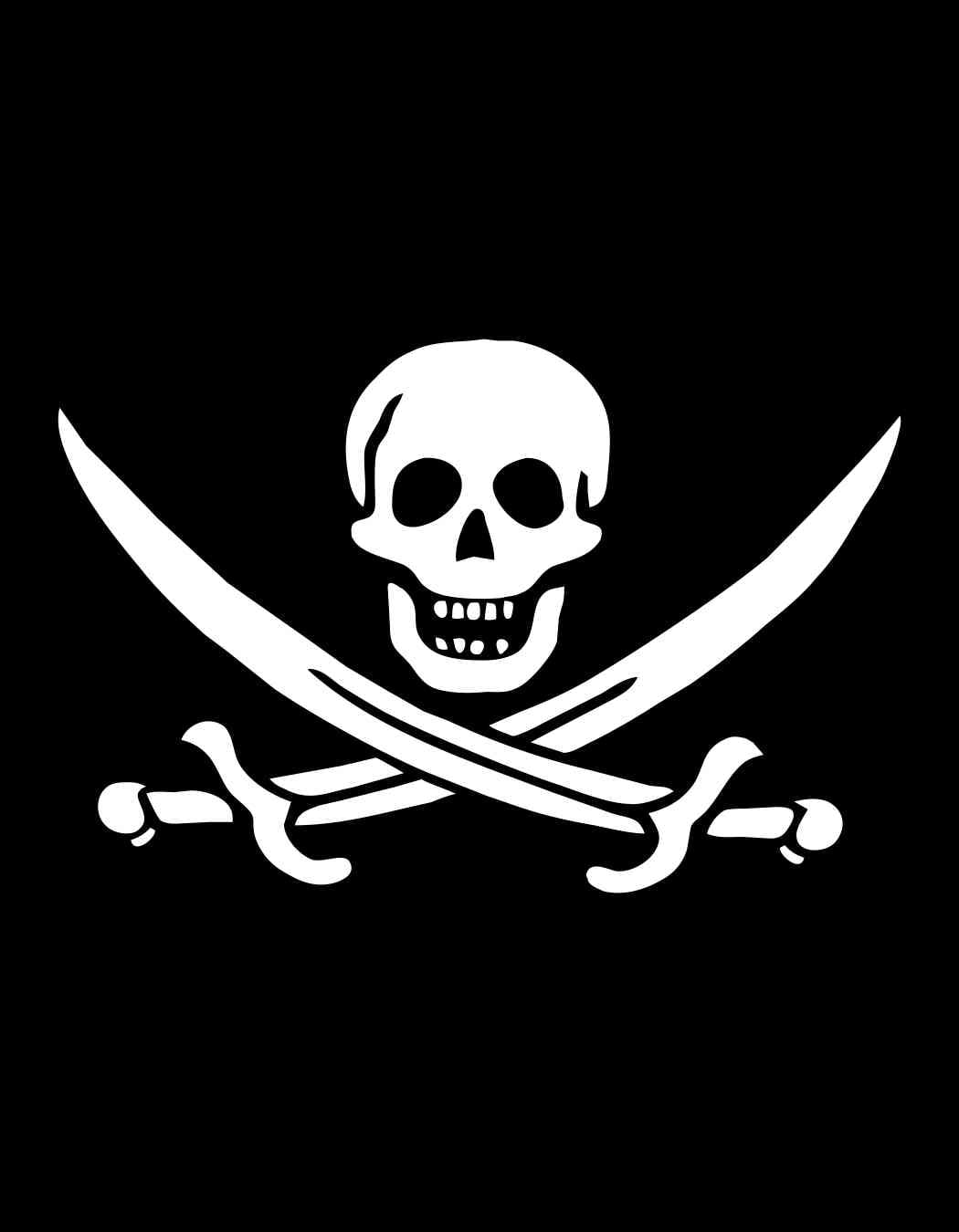 Pirate Skull and Cross Swords Jolly Roger Vinyl Decal Sticker Car Window 9" 