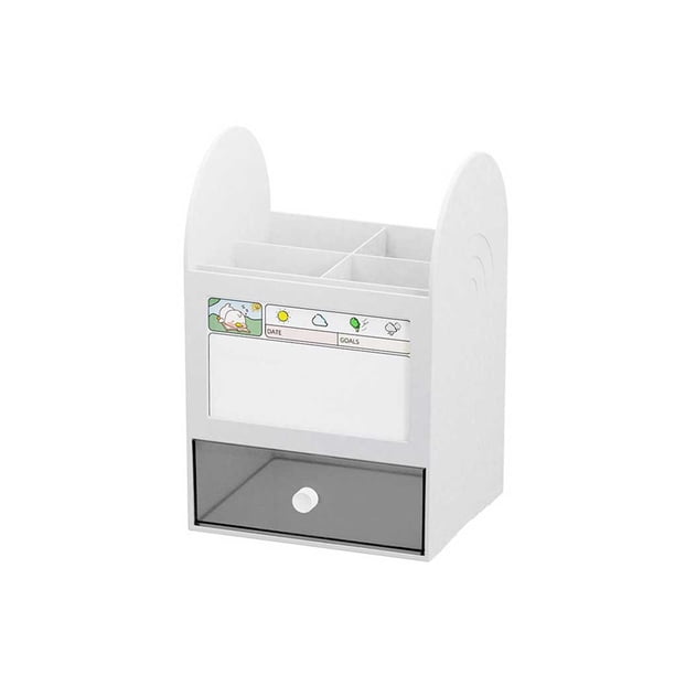 Tholdsy Cajón de almacenamiento de papelería Documentos multifuncionales Pluma Soporte de maquillaje Estante Vitrina Estuche Soporte de exhibición Carpetas de archivos Blanco QY7149