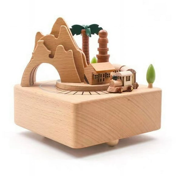 Wooden Music Box, Retro Trojan Music Box, Ornaments Educational Toys, Birthday Gift Home Decoration-Jinjin