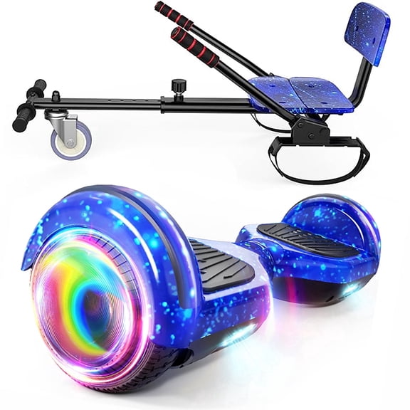 LENOGE Hoverboard with Seat, 6.5" Hover Board Go Kart, 300W Powerful Motor, 6-10MPH Max Speed Self Balancing Electric Scooter