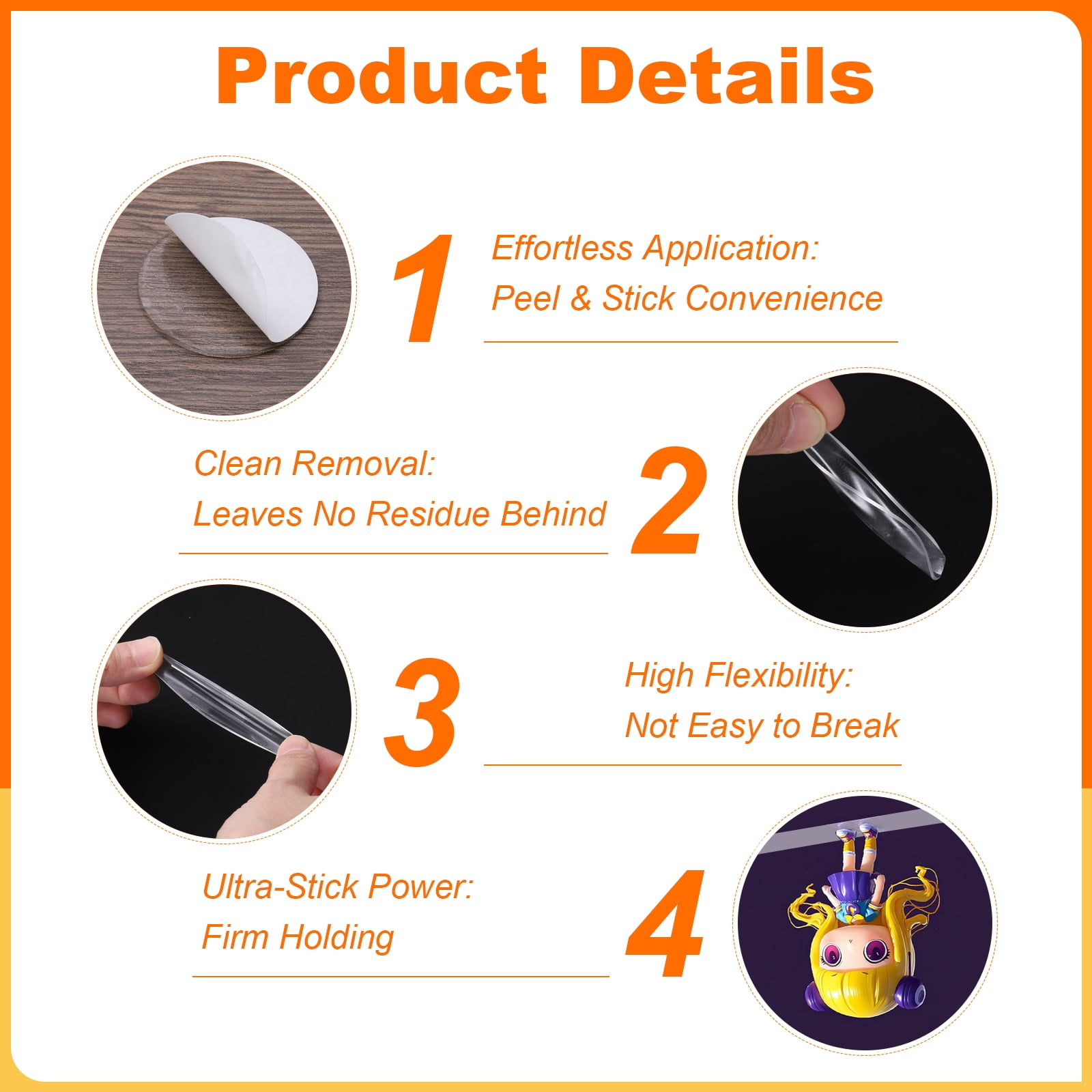 480pack Double Sided Sticky Tape Dots, Adhesive Two Sided Round Dots for Craft, Decoration, 1.38" x 0.04"