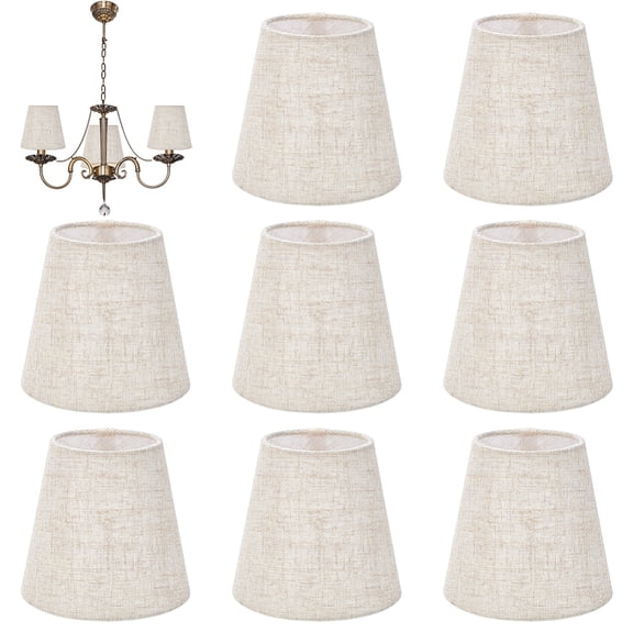 8Pcs Chandelier Lamp Shades Old Lace Linen Lampshade 9x14x13cm Burlap Lampshade Small Lamp Shades Clip On Bulb Lampshades CoverDIY