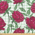 thumbnail image 2 of Ambesonne Spring Fabric by the Yard Upholstery, Peonies Botanical Pattern, 2 Yards, Magenta and Peacock Green, 2 of 5