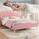 thumbnail image 5 of QinaQin Base de cama tapizada en terciopelo estilo princesa, con cabecera y piecera LED ajustables, soporte de madera y diseño ideal para niñas o niños, 5 of 9