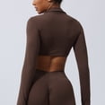 thumbnail image 5 of Women's V Neck Sports Bras Workout Running Athletic Bra Long Sleeve Crop Tops Metamorph Sienna Twist Deep V Workout Cropped T Shirt Top with Compression for Yoga Pilates Gym Outfit, 5 of 7