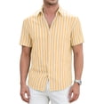 thumbnail image 4 of COSFO Mens Button Down Shirt Short Sleeve Summer Striped Casual Shirt Vacation Classic Fit Collared Beach Men Shirts 5xl, 4 of 5