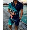 thumbnail image 2 of Fimkaul Mens Summer 2 Piece Outfits Short Sets 3D Suit Shorts Beach Tropical HawaiianSS Body Sports Shorts Suit Sports Suit Short Sleeve Tracksuits Green XL, 2 of 5