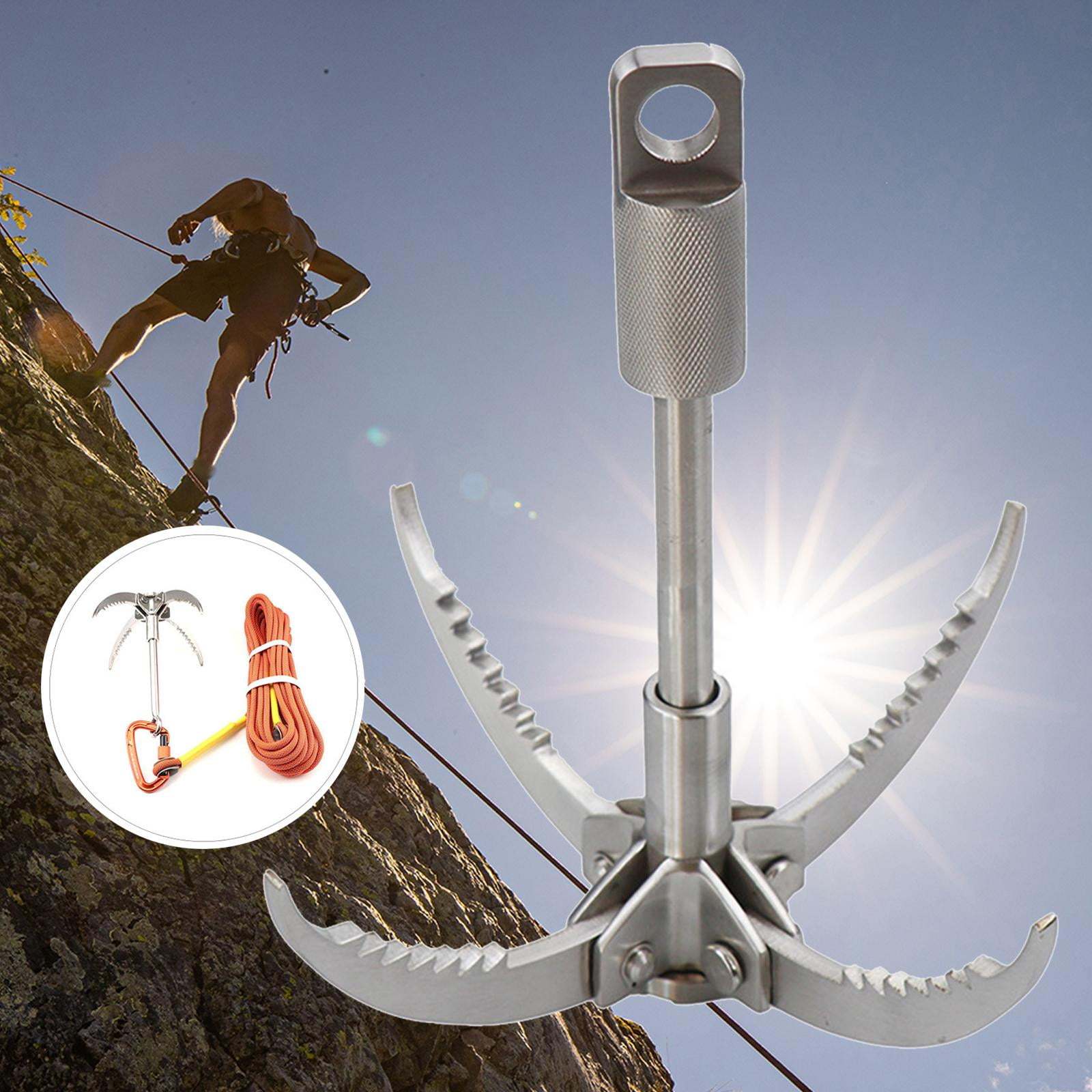 Wswqop 4 Claw Grappling Hook, Durable Multifunction Carabiner Tools for Sports Survival L