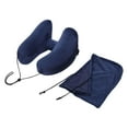 thumbnail image 4 of Almohada inflable de viaje para el cuello, bolsillo lateral con bolsa de almacenamiento con cordón, almohada para siesta de oficina Azul, 4 of 9