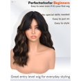 thumbnail image 4 of Lightweight Short Wavy Bob Wig with Curtain Bangs for Women -  Looking Synthetic Wig for Daily Wear, Beginner Friendly 14 Inch Heat Resistant Fashion Wig (Black with Brown Highlights), 4 of 6
