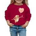 thumbnail image 1 of PMVFHDE Chandails en Molleton à Col Rond Fille Automne et Hiver Saint-Valentin Imprimé Chiot à Capuche Rouge, 2-3 Ans, 1 of 4