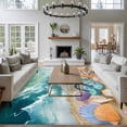 thumbnail image 3 of Summer Nautical Area Rugs 8'x10', Washable Small Throw Rugs for Living Room Patio, Ocean Beach Flip Flops Shells Waves Green Indoor Outdoor Rug Non-Slip Low Pile Carpet Runner Reversible Floor Mats, 3 of 8