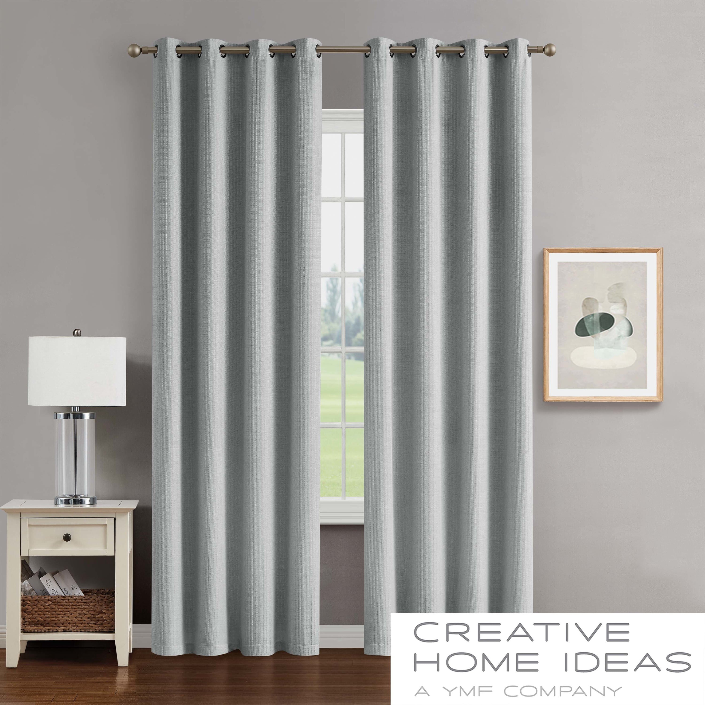 Chyna Blackout Window Curtain Panels with Tiebacks, Grommet, Grey, 50" x 108"