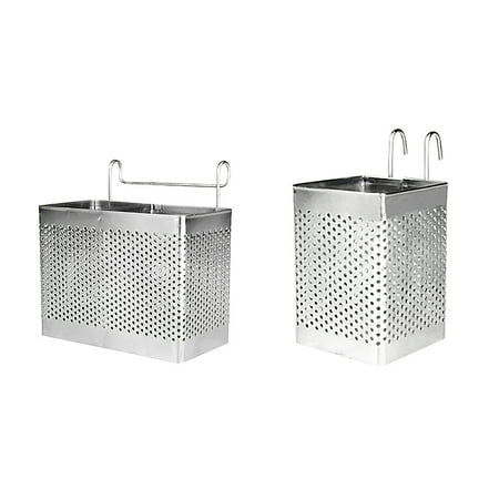 

NUOLUX 2pcs Square Stainless Steel Chopsticks Holder Hanging Cutlery Drying Basket Tableware Drainer