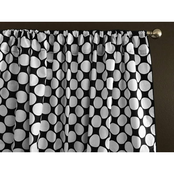 Cotton Curtain Polka Dots Print 58 Inch Wide / Large Dots White on Black
