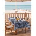 thumbnail image 2 of Outdoor Tablecloth with Umbrella Hole for Patio/Picnic/Party/Camping, Navy Blue Floral Waterproof Table Cloth Rectangle Table Cover Washable, Ethnic Tribe Abstract Art Flowers (60"x 84"), 2 of 8