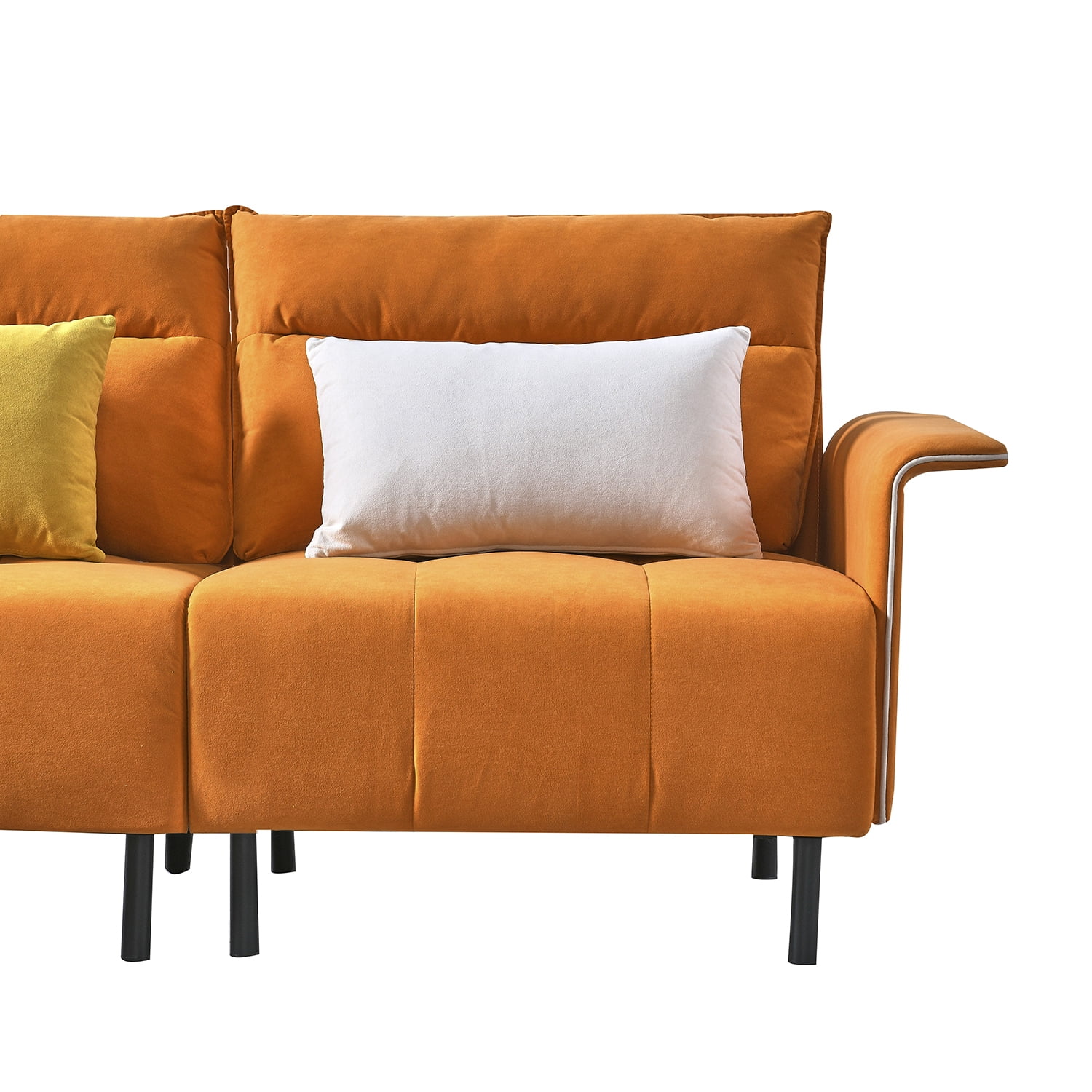 Resenkos Sofa for Room Sofa Chaise Sleeper Sofa for Small Living Room Spaces with Cushion Couch for Bedroom Mid-Century Modern Reversible Sectional Sofa, Orange Resenkos Sofa for Room Sofa Chaise Sleeper Sofa for Small Living Room Spaces with Cushion Couch for Bedroom Mid-Century Modern Reversible Sectional Sofa, Orange