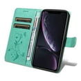 thumbnail image 4 of TECH CIRCLE Wallet Case For iPhone XS Max, Emboss Flower Premium PU Leather Magnetic Card Slots Flip Protective Kickstand Case with Wrist Strap for Apple iPhone XS Max 6.5" 2018,Green, 4 of 8