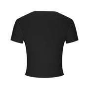 pimelu Summer Tops For Women Trendy Womens Basic Short Sleeve Round Neck Crop Top Summer Casual Plain Crop Tops T-Shirt Tee for Juniors Girls