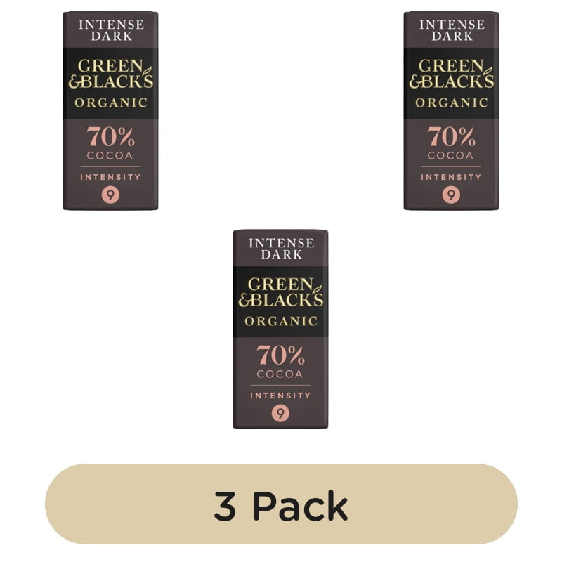 Green & Black's 70% Organic Dark Chocolate Bar 90g, British Import (Pack of 3)