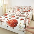 thumbnail image 6 of jejeloiu Red Mushroom House Twin Sheet Sets,Rustic Farmhouse Cabin Twin Fitted Sheet,Spring Garden Flat Sheet,Microfiber Bedroom Decor,3pcs, 6 of 7