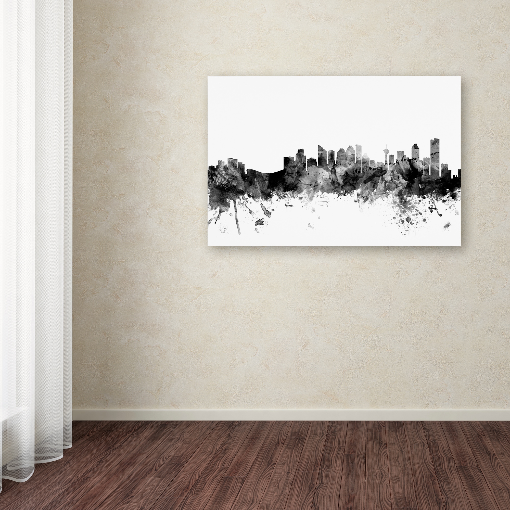 Trademark Fine Art "Calgary Canada Skyline B&W" Canvas Art by Michael Tompsett