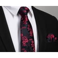 thumbnail image 5 of HISDERN Men Floral Ties Woven Classic 3.4" Necktie Set Formal tie Pocket Square for Wedding with Handkerchief Gift Box, 5 of 8