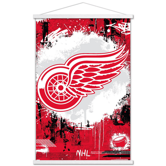 NHL Detroit Red Wings - Maximalist Logo 23 Wall Poster with Magnetic Frame, 22.375" x 34"