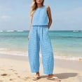 thumbnail image 6 of Htigea Womens Plaid 2 Piece Sets Casual Sleeveless Tank Tops Pants Matching Outfits Summer Loungewear 03 Blue M, 6 of 7