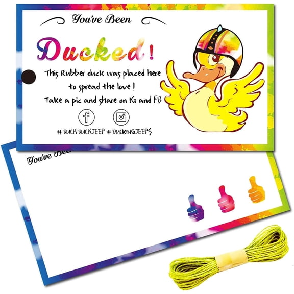 50Pcs Paper Card Greeting Card Duck Theme Card Rectangle Word 87.5x50mm