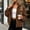 #18Brown, variant on Women's Faux Suede Jacket Zip Up Cropped Bomber with Flap Pockets