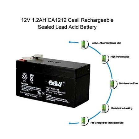Casil 12V 1.2Ah Replacement Battery Compatible with ADI/Ademco 484 Security System, Technacell TC1212 Emergency Light