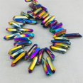 thumbnail image 3 of Puntas de cristal de cuarzo de cristal de roca recubiertas de titanio Perlas sueltas Palos Puntas Perforadas en la parte superior Hebra de 15 pulgadas, 3 of 4