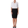 thumbnail image 1 of INSPIRE CHIC Vestido de trabajo de manga corta para mujer, vestido lápiz de cuello en V, color contrastante, S negro, 1 of 5