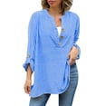 thumbnail image 2 of frariair ​Bohemian Linen Blend Top Featuring Relaxed Silhouette Perfect For Farmers Market Strolls And Antique Hunting​ Blue, 2 of 6