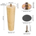 thumbnail image 2 of Paquete de 4 patas de muebles, patas de madera redondas de 6 pulgadas para sofá, pies de silla de reemplazo, 2 of 6
