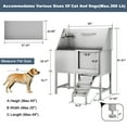 thumbnail image 5 of 50" Pet Dog Bathing Station, Stainless Steel Washing Tub w/Ramp, Floor Grate, Bath Brush and Gloves for Home, Professional Grooming Station for All Pets, 5 of 7