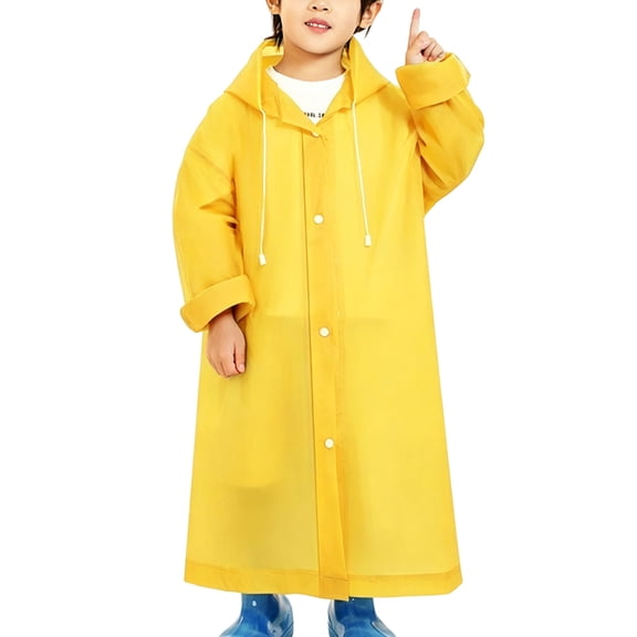 Aofany Kids Raincoat Hooded Reusable Lightweight Outerwear for Teenagers All Weather School Walking Rain Gear, 6-11 Years