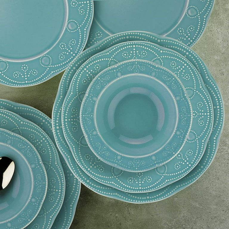 Arzezum Store Kutahya Porselen Fuller Collection, Ceramic 12 Piece  Dinnerware Set for 4, Turquoise 