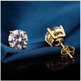 thumbnail image 2 of Emma Manor EM Gold Plated 925 Sterling Silver 4 Prong Round Cut Cubic Zirconia Stud Earrings, 2 of 6