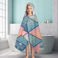 thumbnail image 6 of Pink and Blue Triangular Floral Boho Pattern Hooded Bath Towel，60"x35" for Ages 3 To 12 Kids, Quick Dry Lightweight Soft Microfiber Hood Beach Towel Cover Up for Kids, 6 of 7