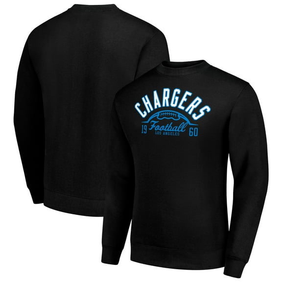 Men's Starter Black Los Angeles Chargers Half Ball Team Graphic Tri-Blend Fleece Pullover Sweatshirt