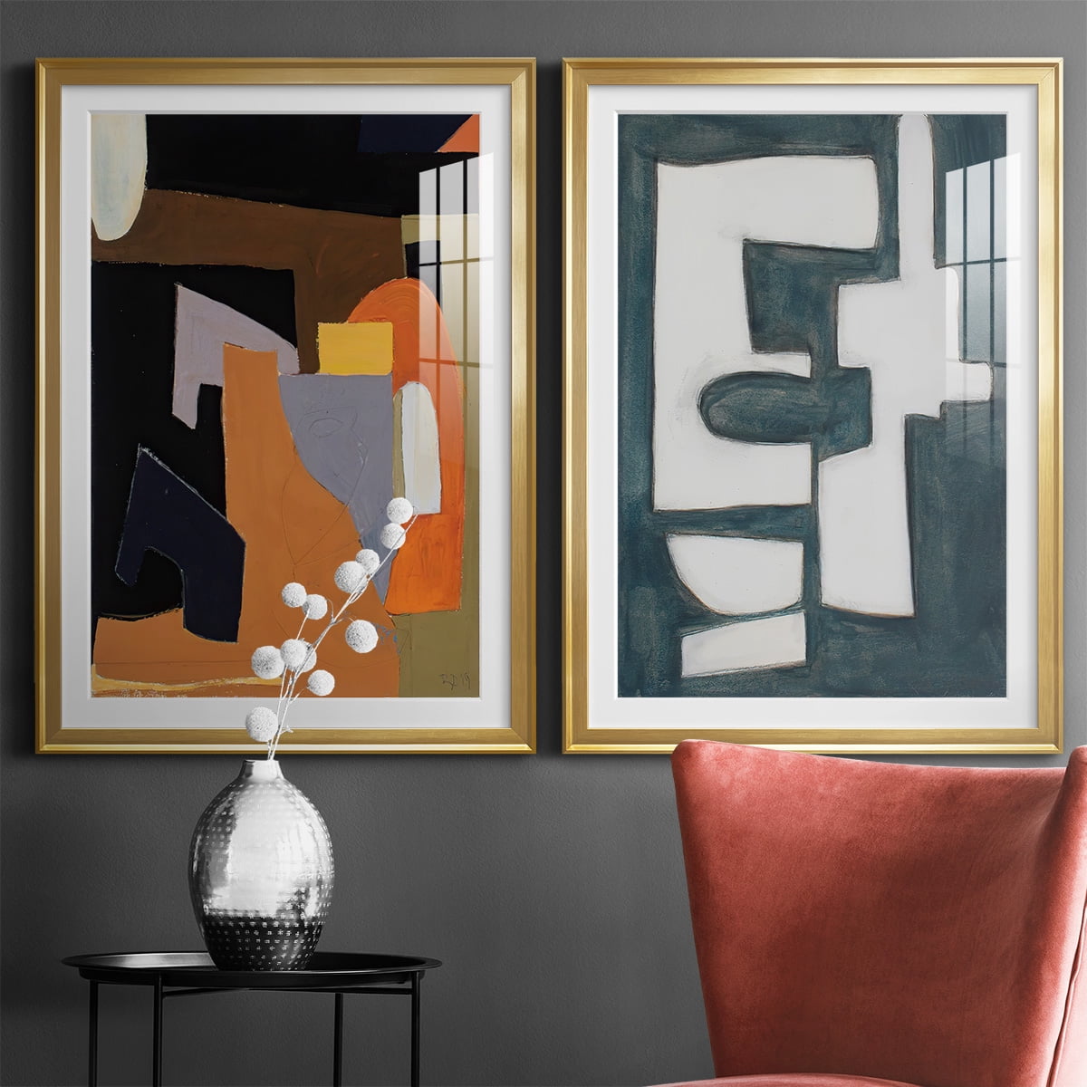 Wexford Home The Olive Press Rooom Premium Framed Print, 18.5" x 24.5" - Ready to Hang, Gold (Set of 2)