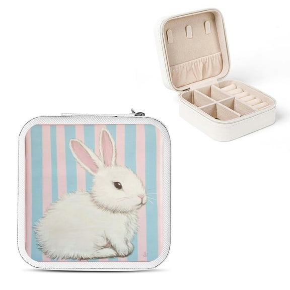 PRATYUS Bunny Themed Jewelry Storage Box for Necklaces and Rings White